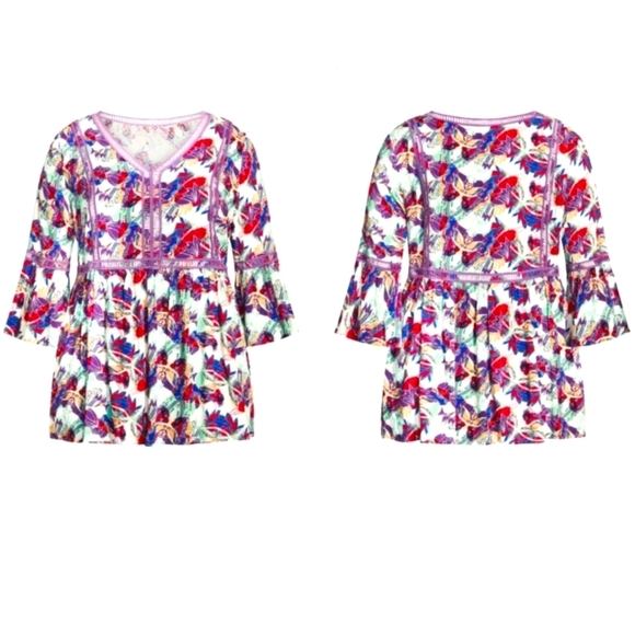 #023 AVENUE - Boho Bell Sleeve Ruffle Sharkbite Hem Top Blouse Size: 22/24W (3X) - Picture 2 of 6